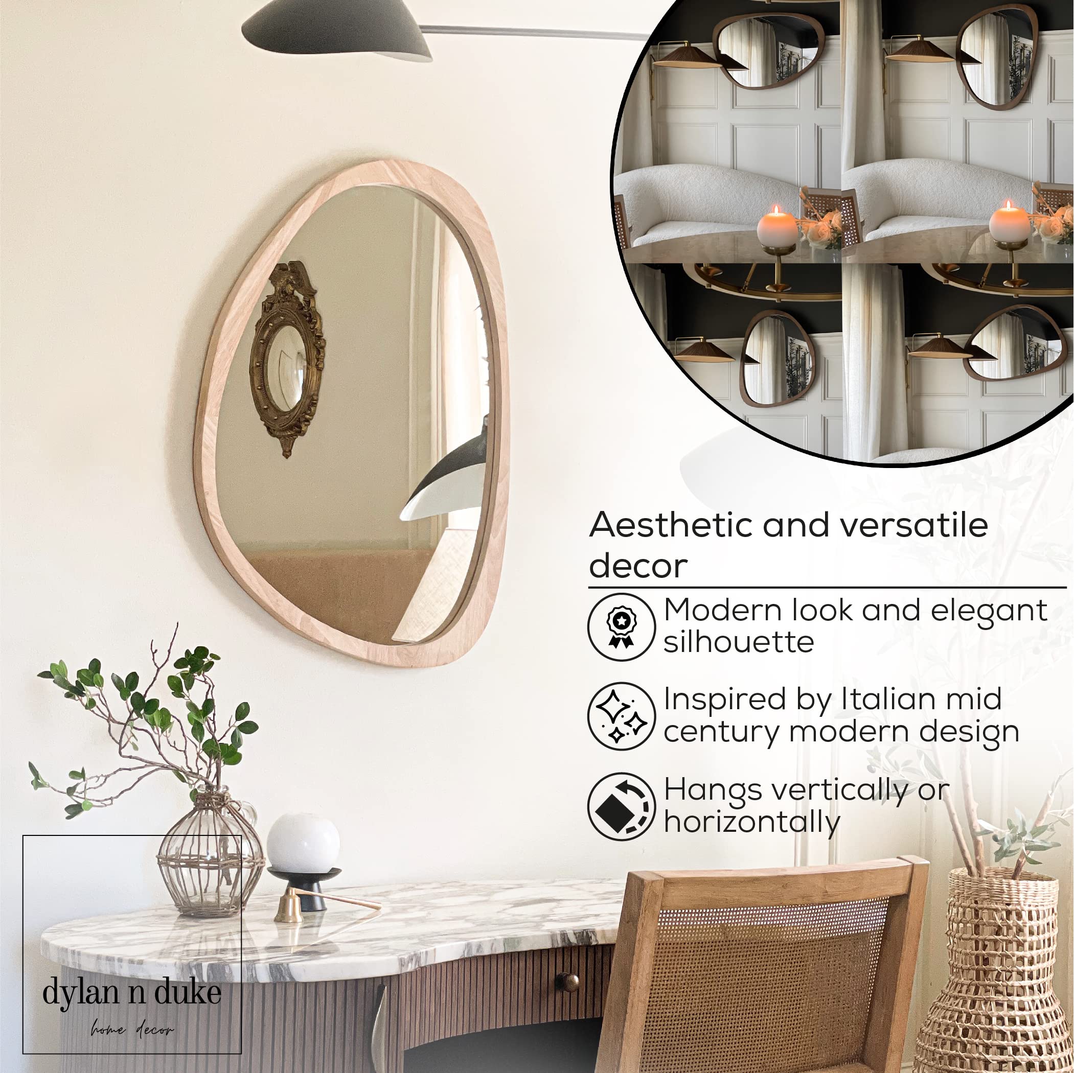 Amazon.com: Irregular Wood Frame Boho Mirror - Large Wall Mounted